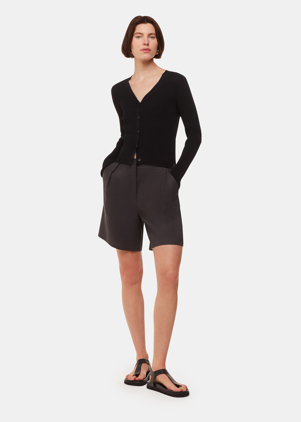 Ribbed V neck Cardigan