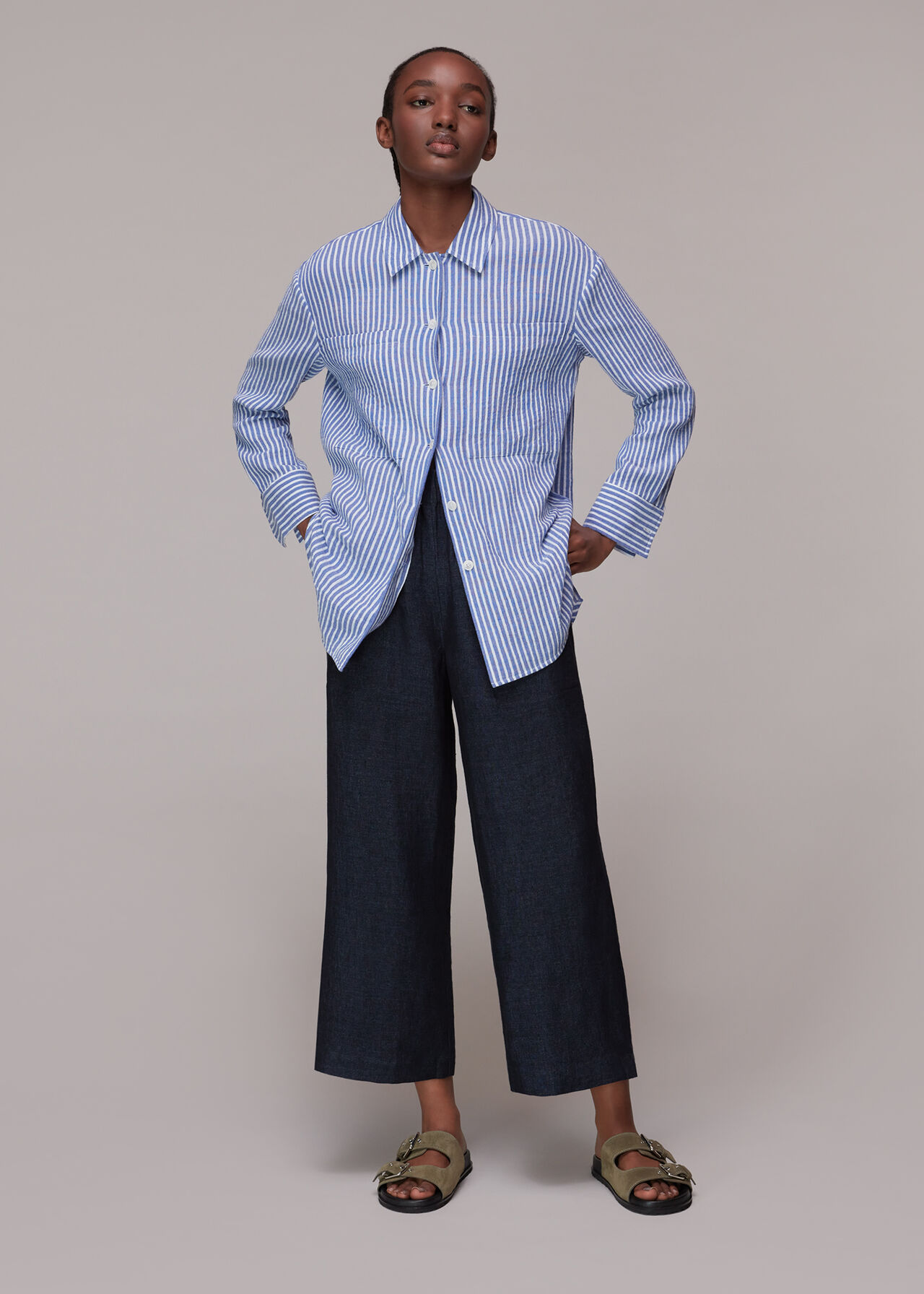 Linen Indigo Trouser