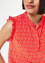 Flower Charm Frill Sleeve Top