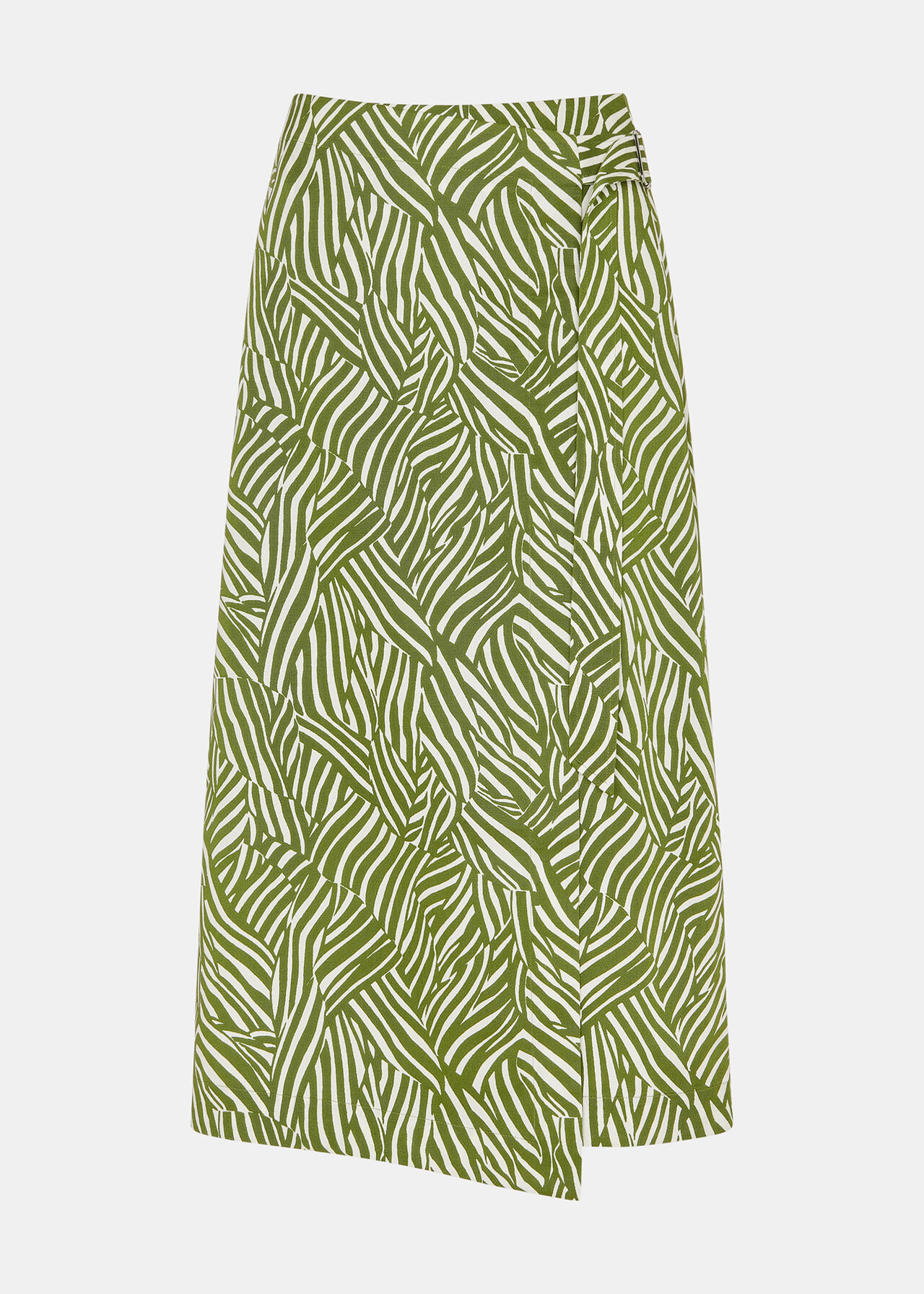 Linear Leaf Wrap Midi Skirt