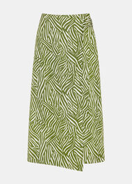 Linear Leaf Wrap Midi Skirt