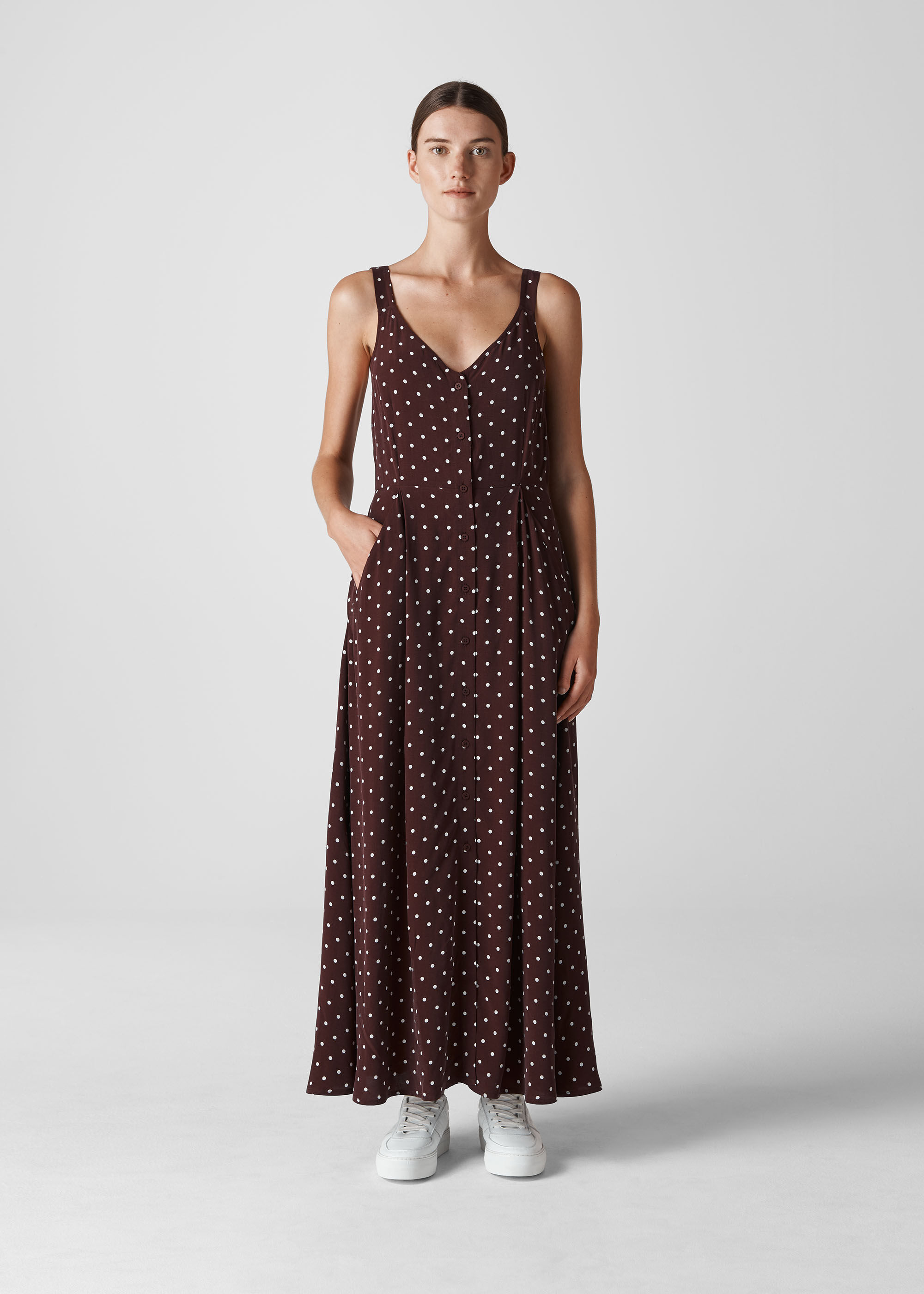 whistles burgundy spot dress