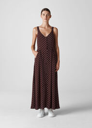 Spot Print Maxi Dress Burgundy