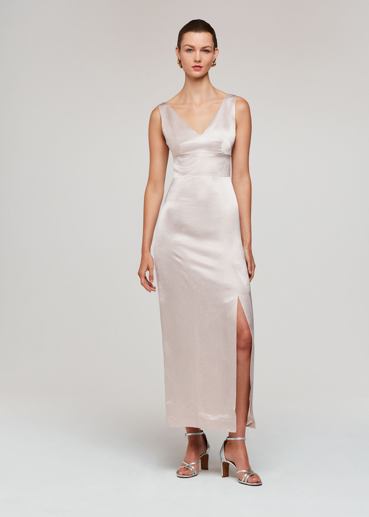 Champagne Charlotte Satin Maxi Dress WHISTLES Whistles UK