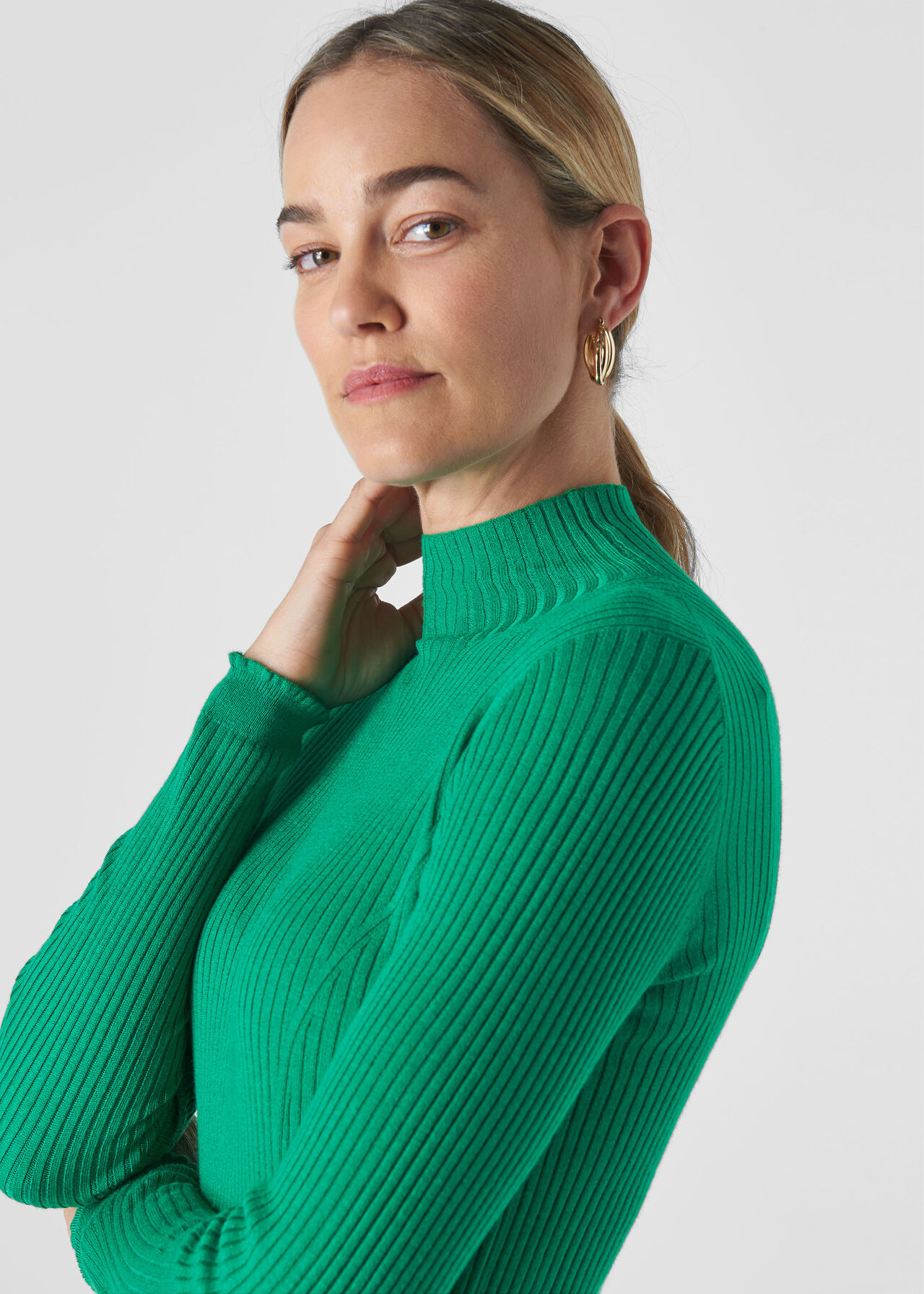 Carmen Ribbed High Neck Knit Green