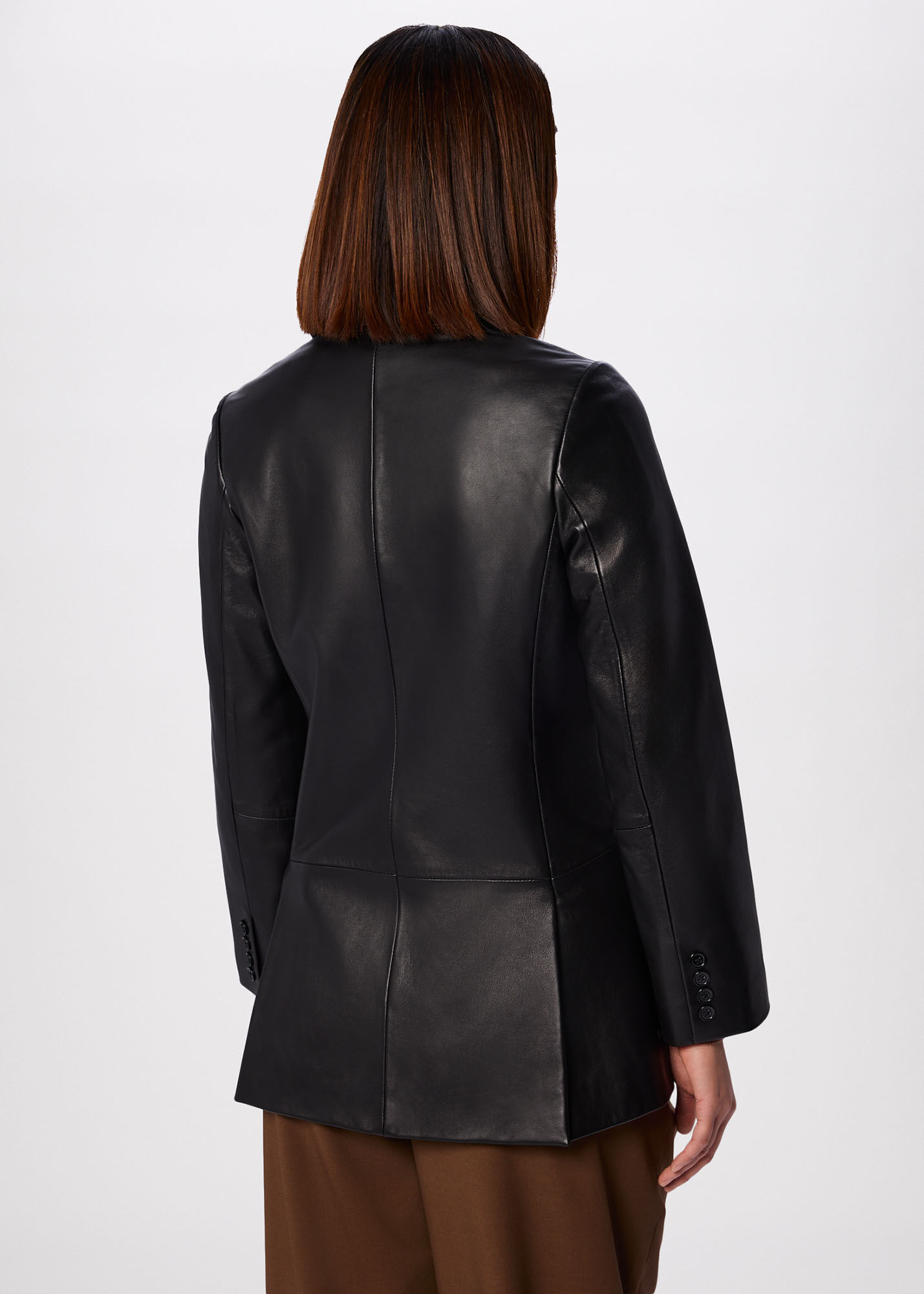 Black Aliza Waisted Leather Blazer | WHISTLES | Whistles US |
