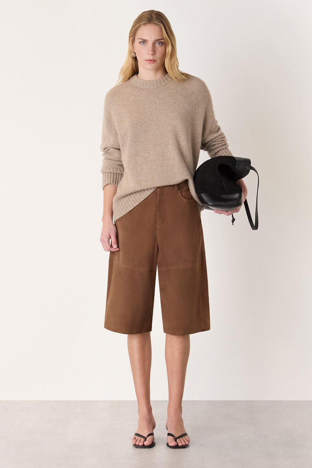 Brown Suede Longline Short