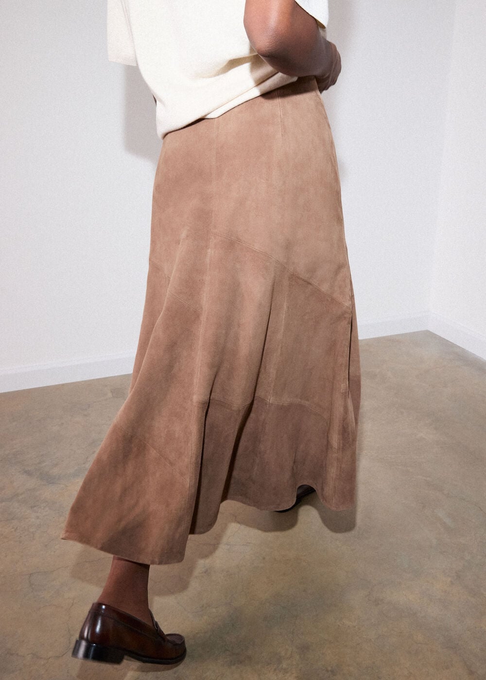 Zig Zag Panel Suede Skirt