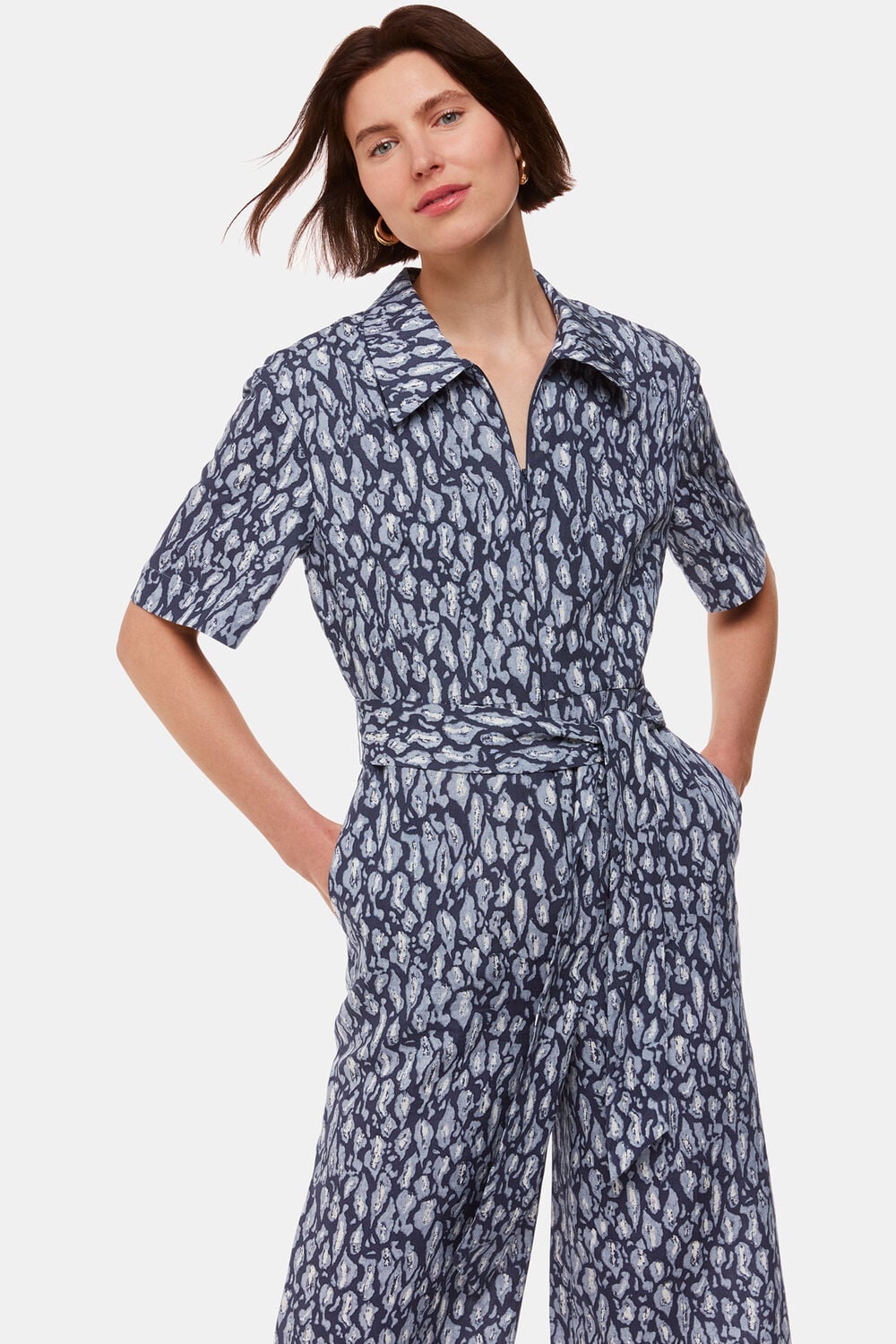 Leopard Linen Blend Jumpsuit