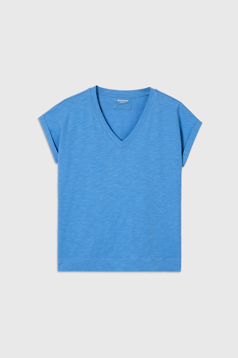 Blue Willa V-Neck Cap Sleeve Tee