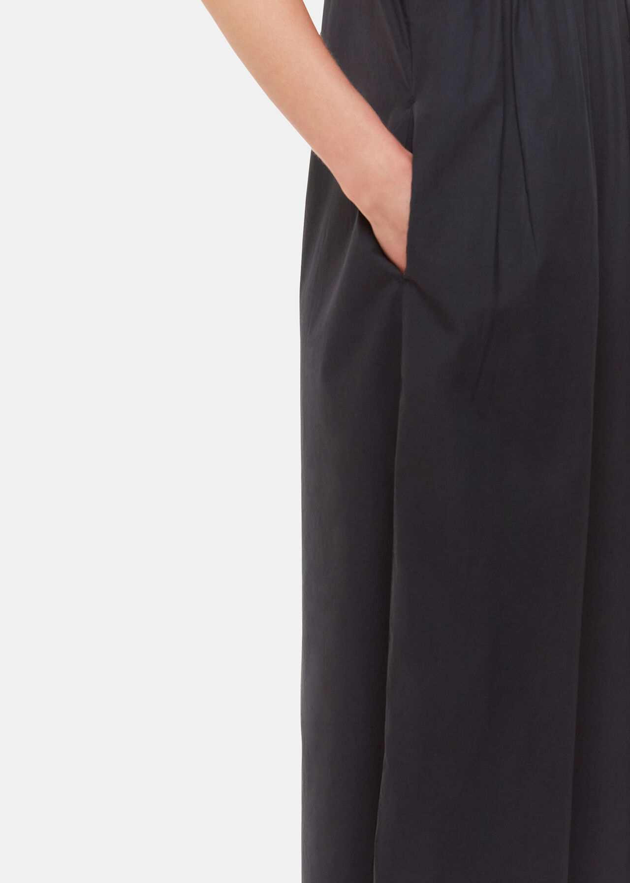 Ruffle Strap Poplin Midi Dress