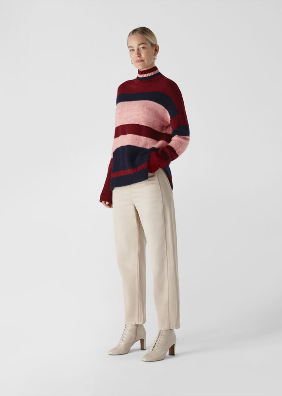 Stripe Roll Neck Knit