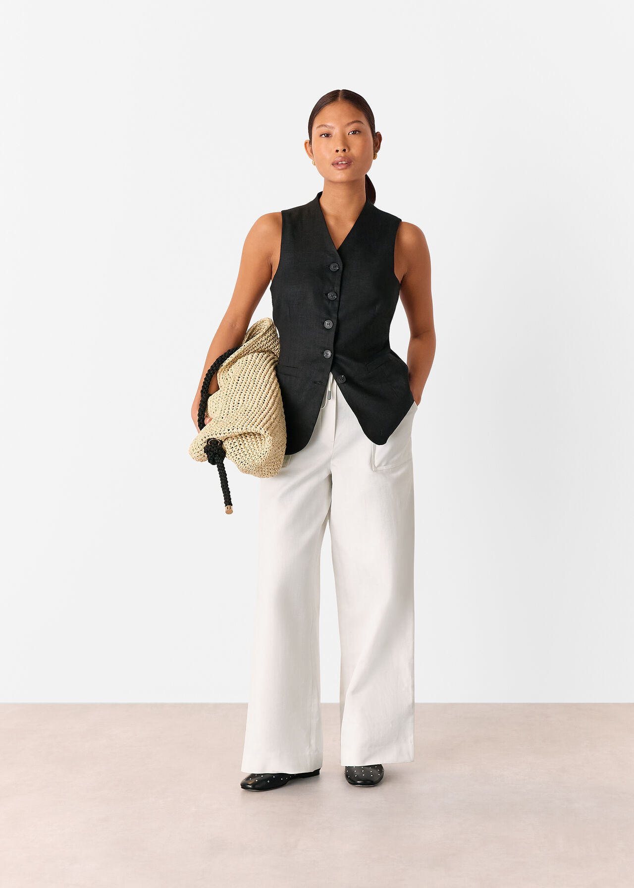 Petite Leona Linen Blend Trouser