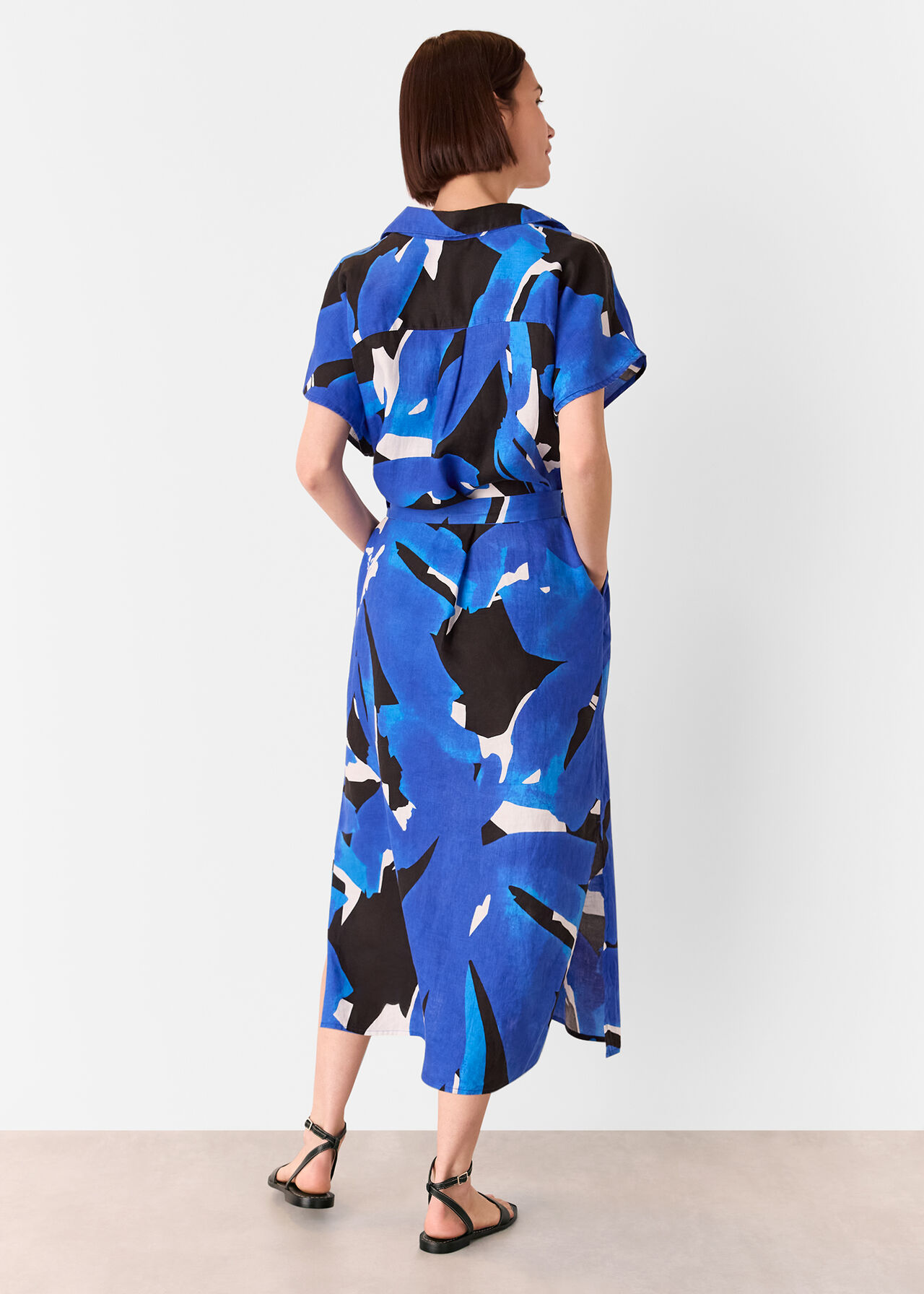 Abstract Blooms Linen Dress