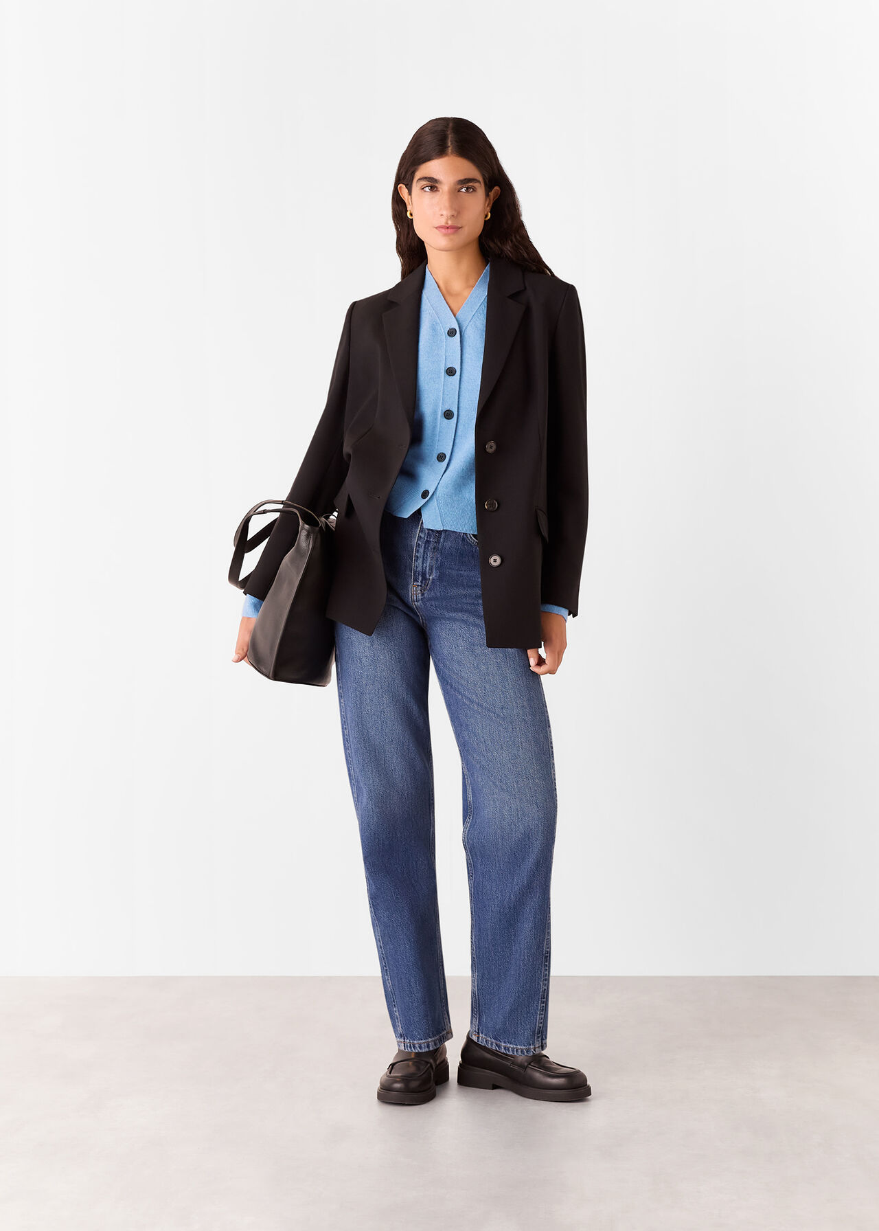 Button Front V Neck Cardigan