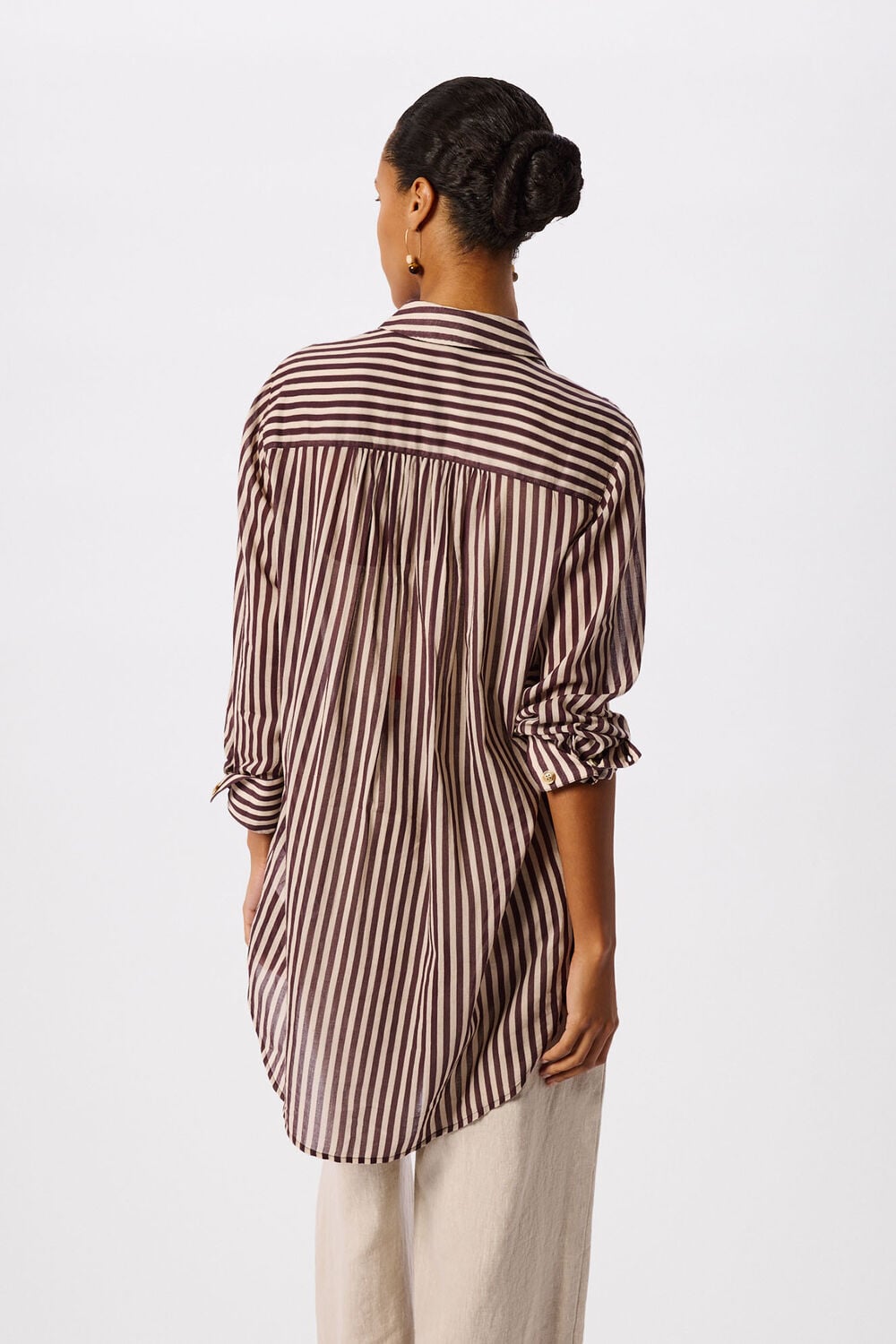 Stripe Long Sleeve Beach Shirt