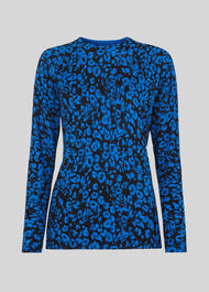 Jungle Cat Crew Neck Knit Blue/Multi