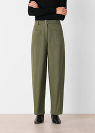 Belted Cotton Barrel Trouser