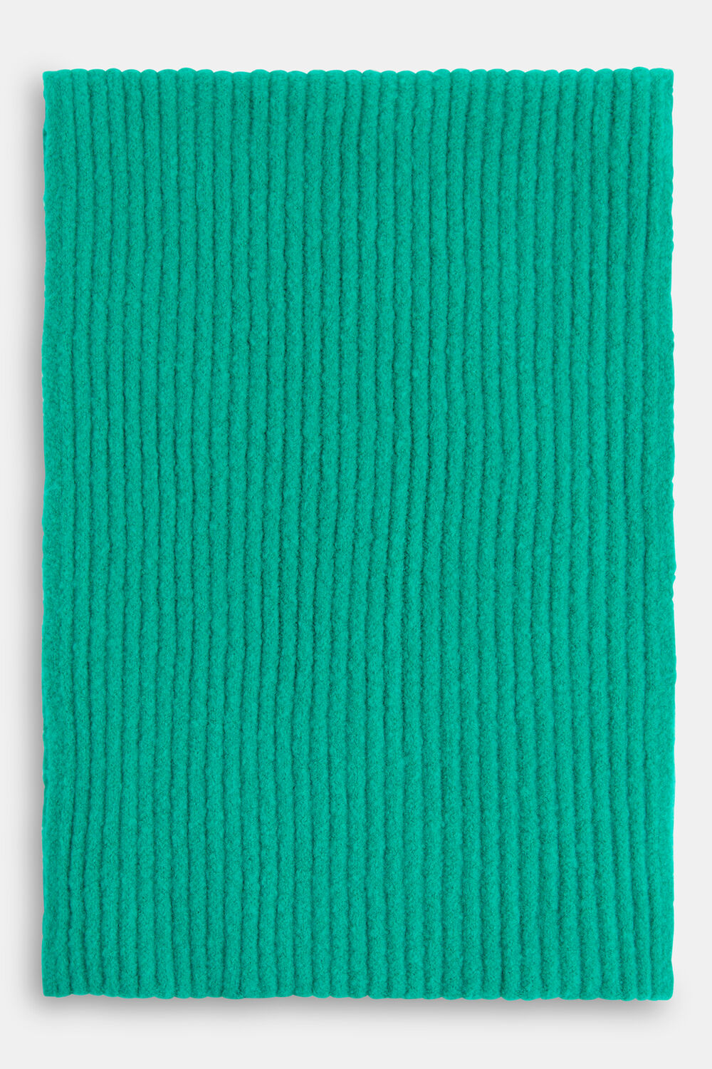 Green Wool Mix Rib Scarf