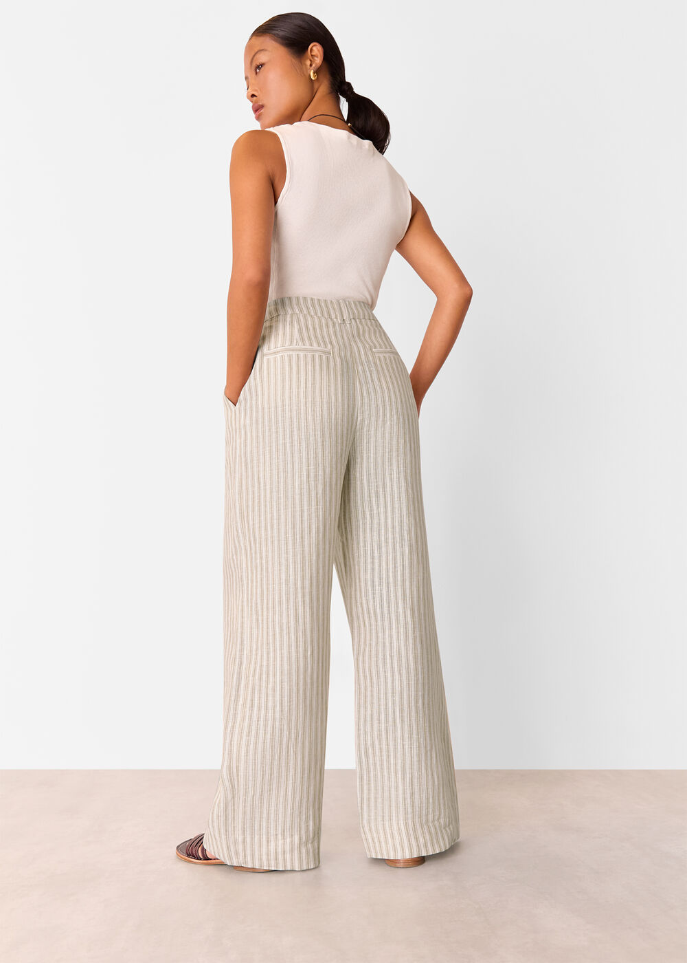 Petite Linen Stripe Trouser