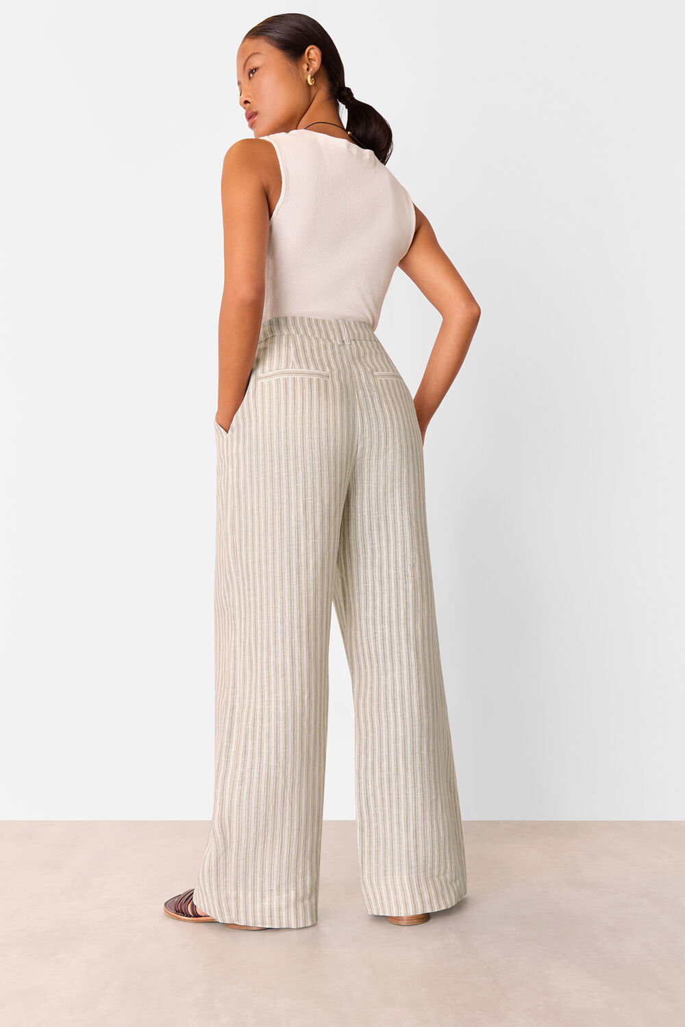 Petite Linen Stripe Trouser