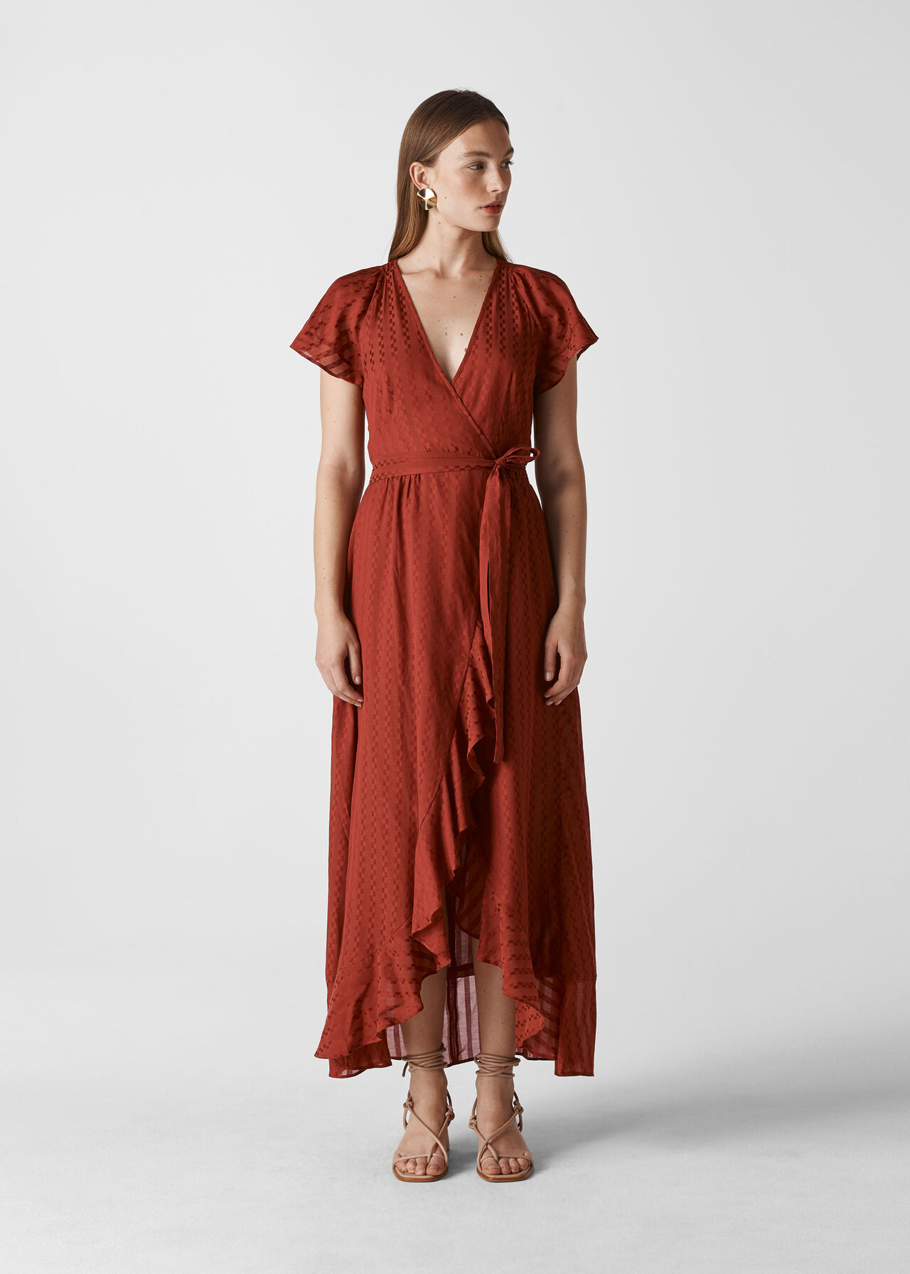 Nolita Wrap Maxi Dress Rust