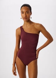 Textured One Shoulder Swimsuit
