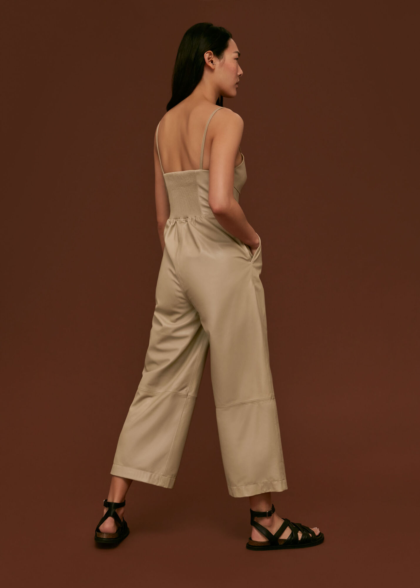 Neutral Leather Jumpsuit WHISTLES