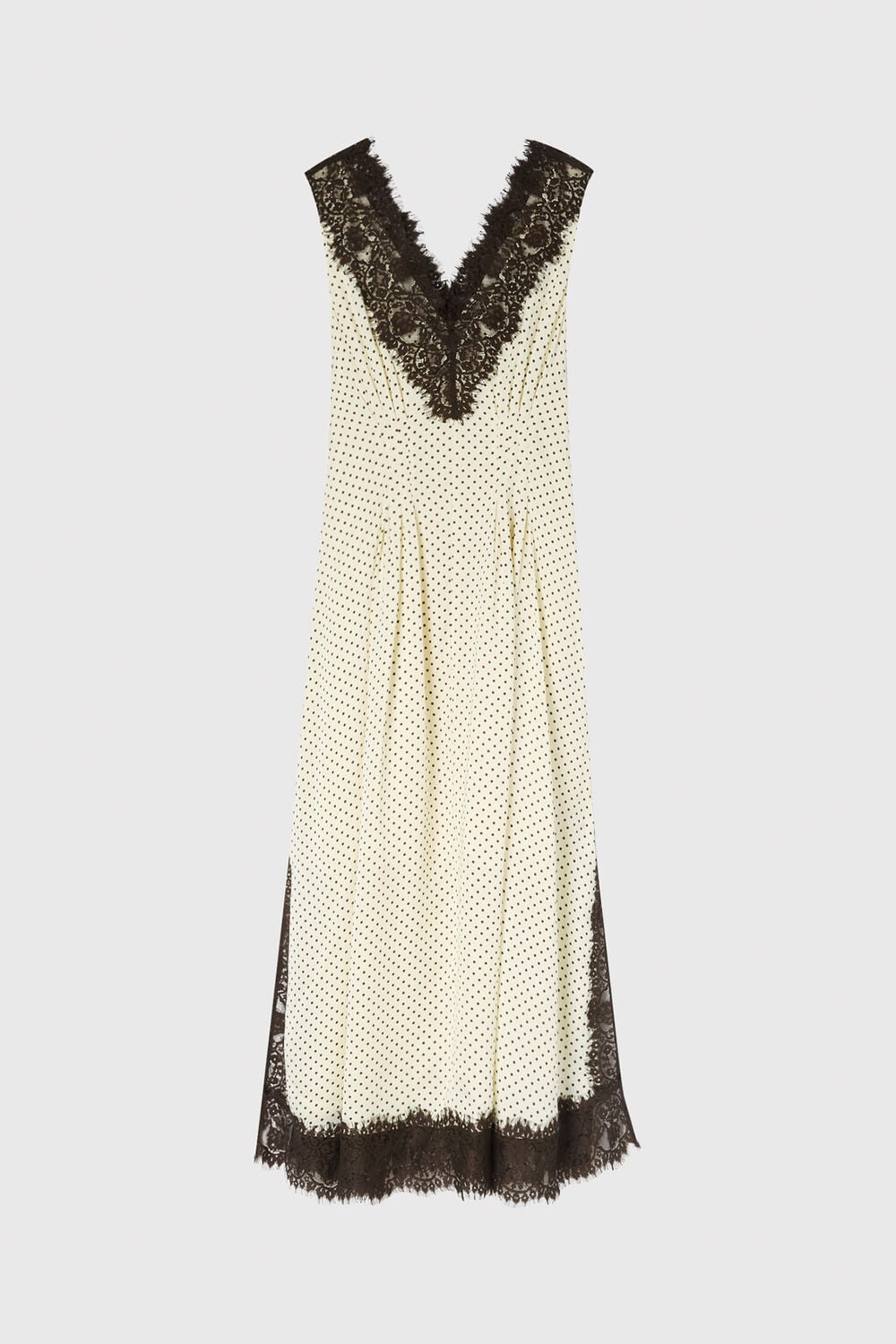 Yellow Petite Lace V Neck Spot Midi Dress