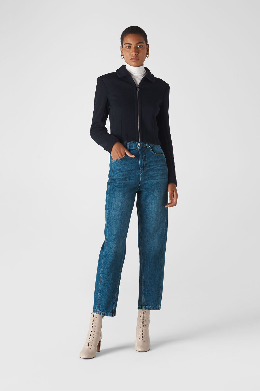 Zip Front Jersey jacket Navy
