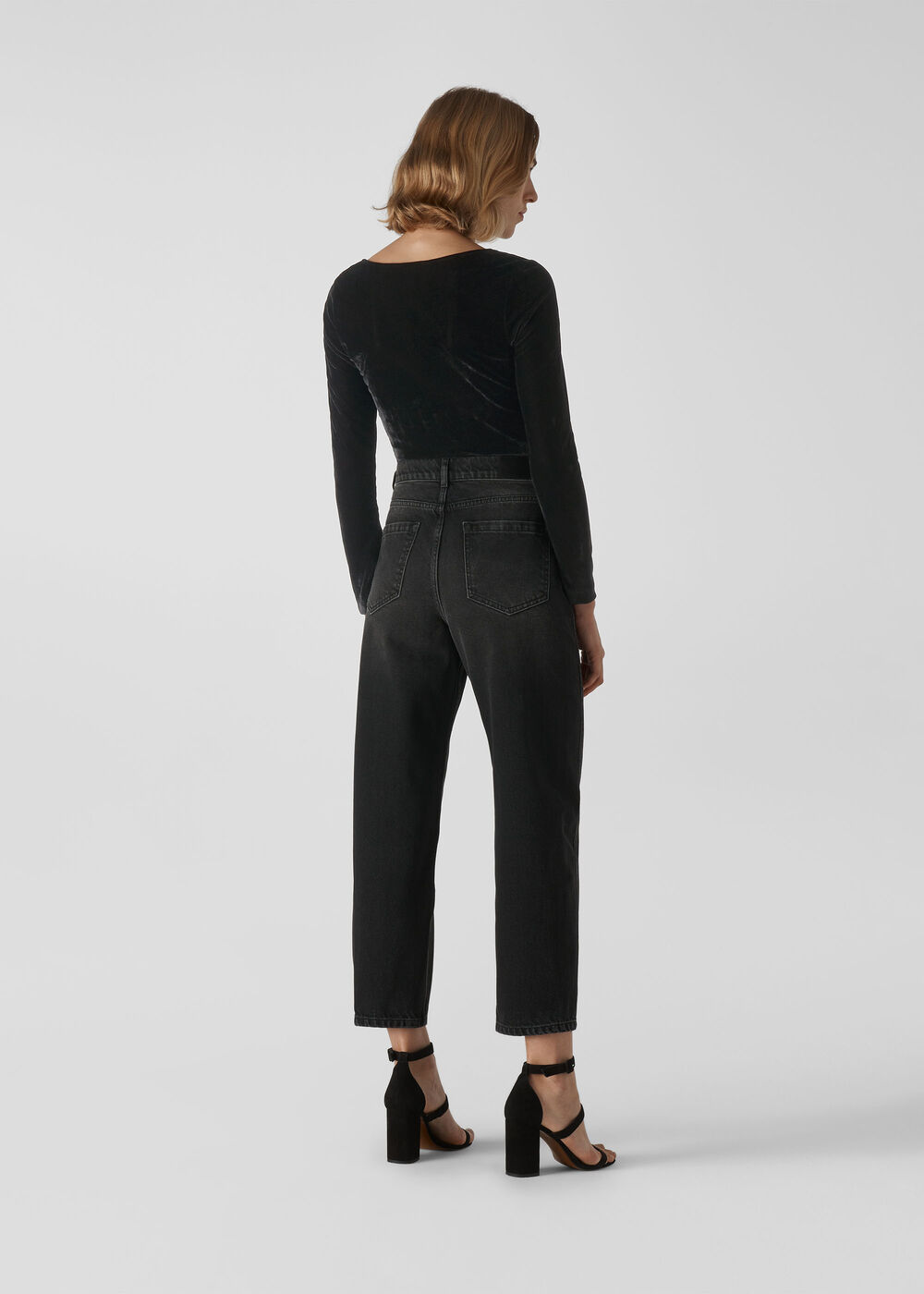Sweetheart Front Velvet Top Black