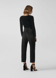 Sweetheart Front Velvet Top Black