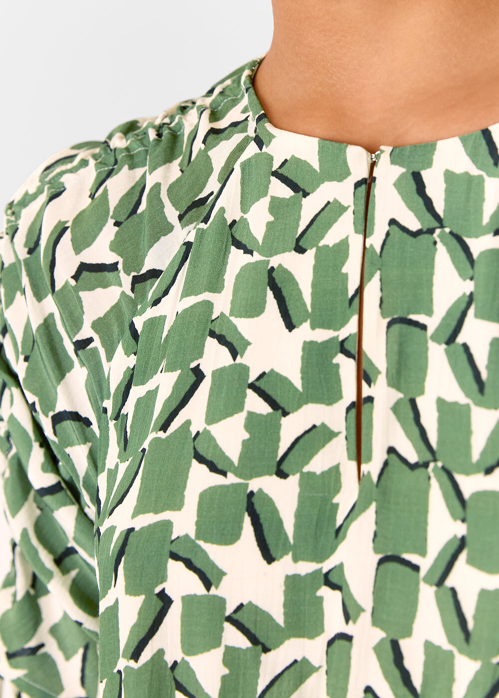 Petite Abstract Squares Midi Dress