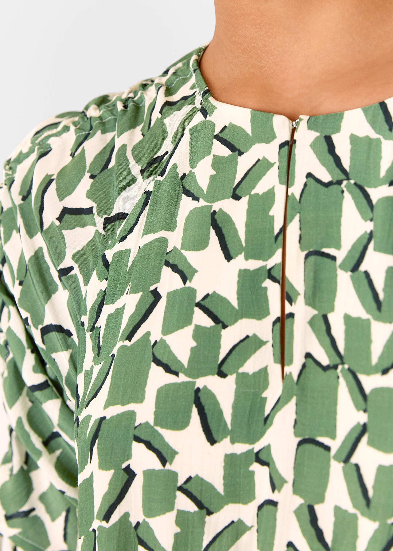 Petite Abstract Squares Midi Dress