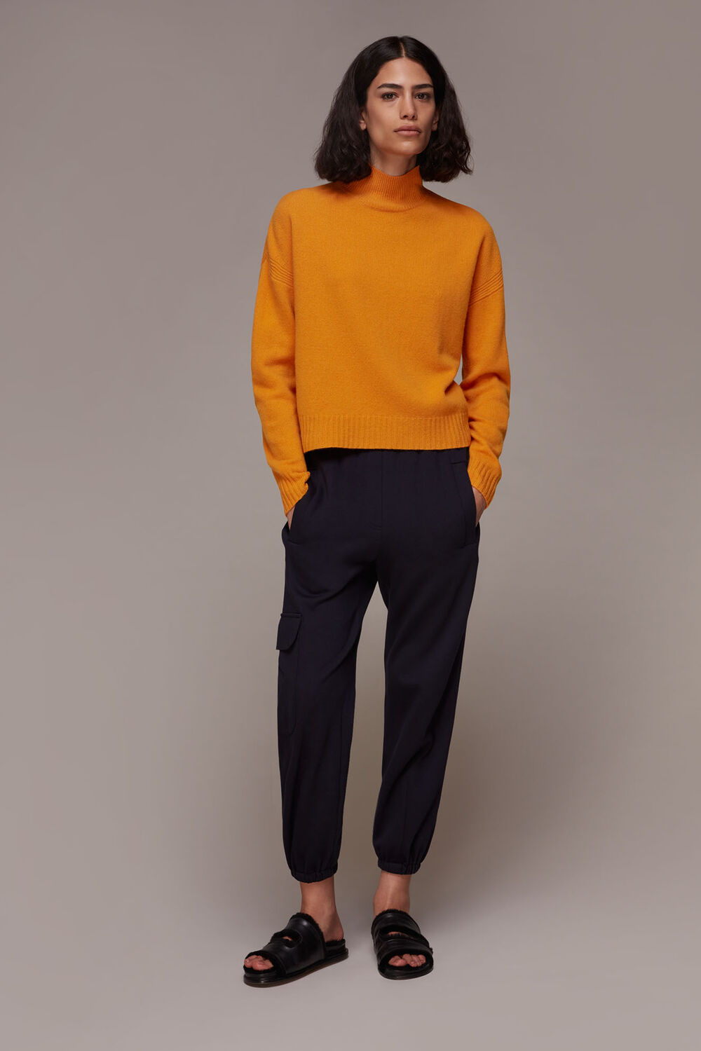 Wool Split Funnel Neck Jumper