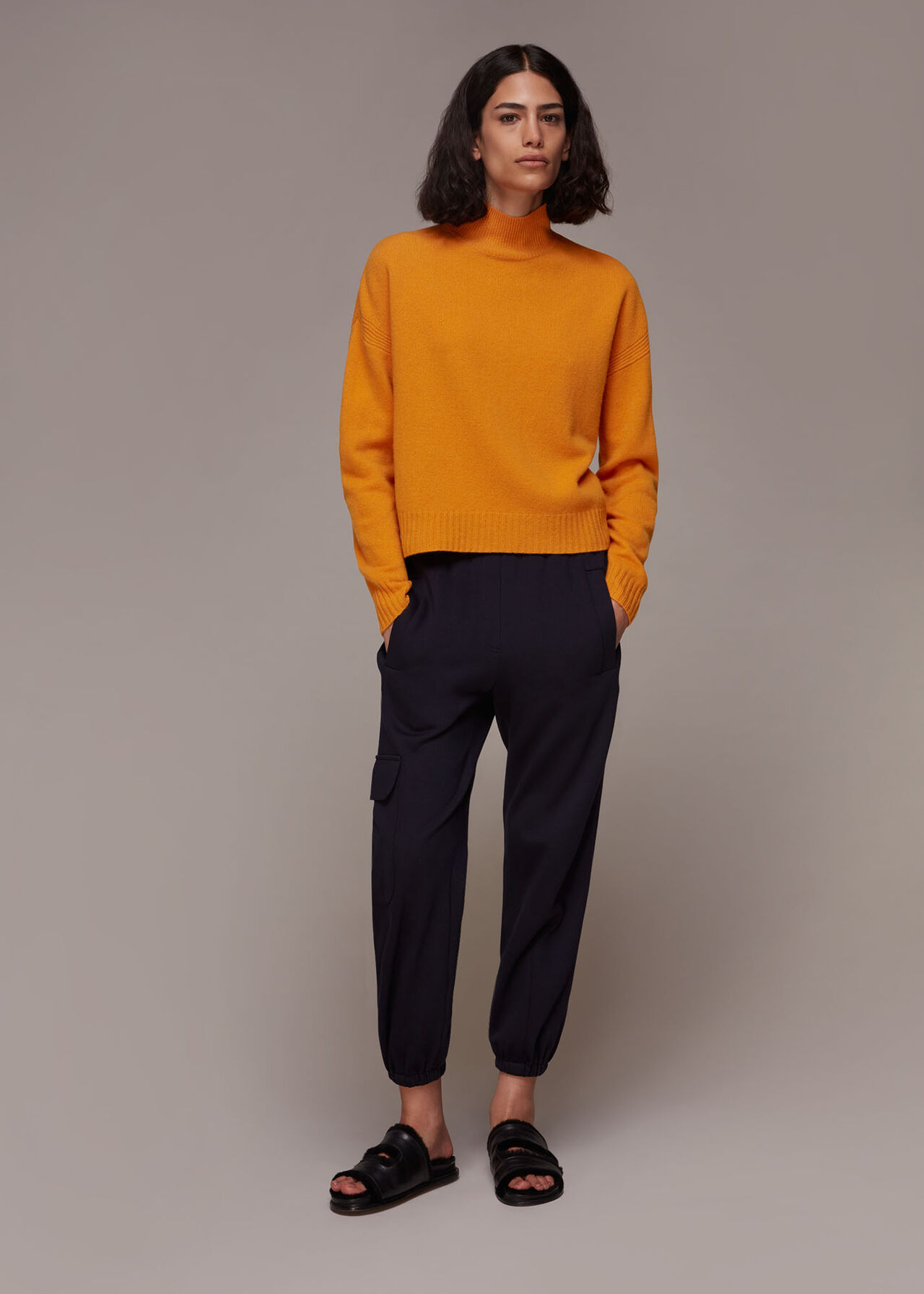 Wool Split Funnel Neck Jumper