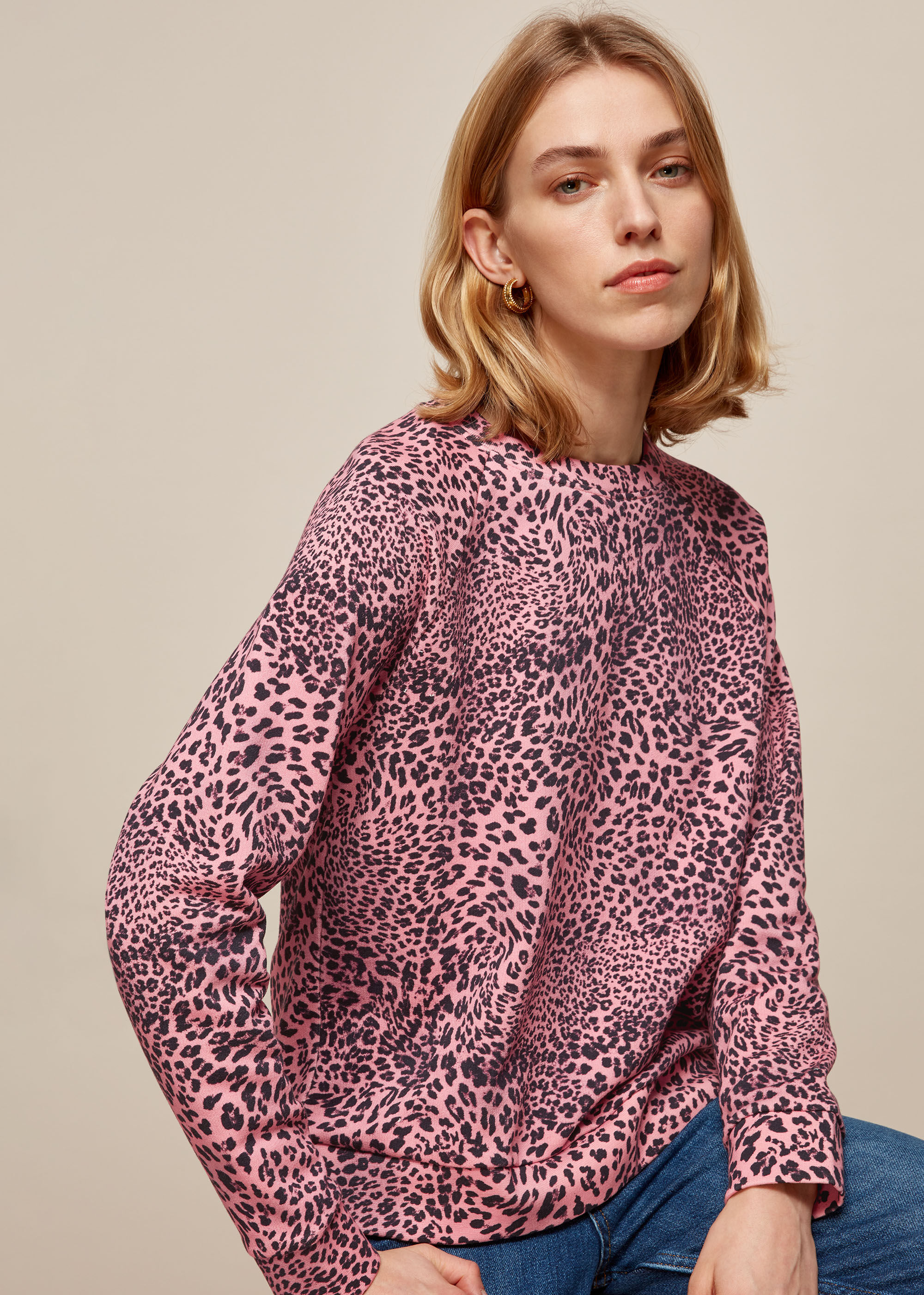 Pink Wild Cat Printed Sweatshirt