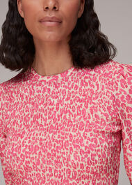 Cheetah Print Shirred Dress