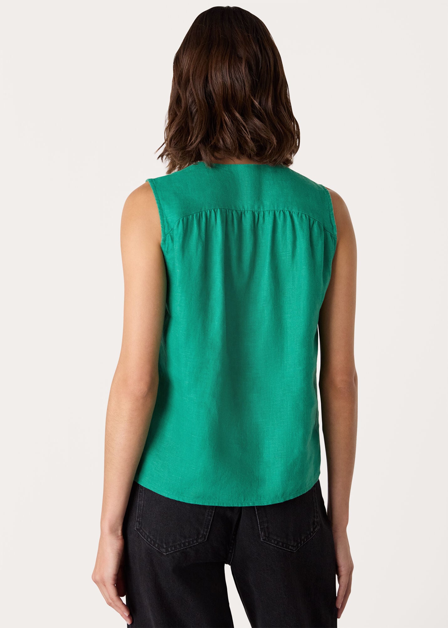 Green Laura Linen Tank | WHISTLES | Whistles UK |