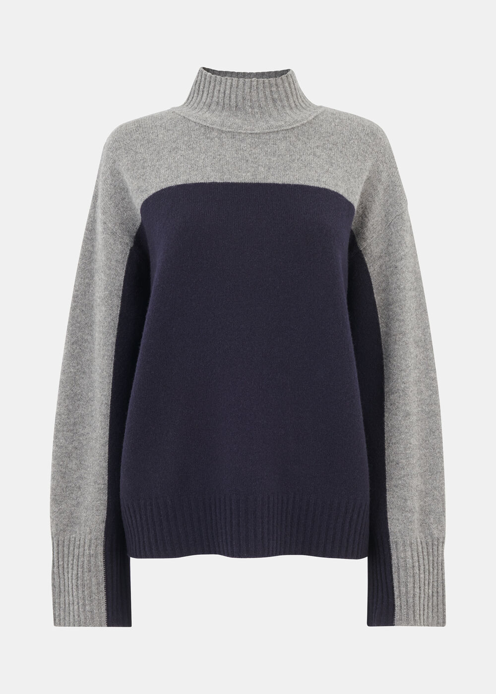 Wool Colour Block Funnel Neck