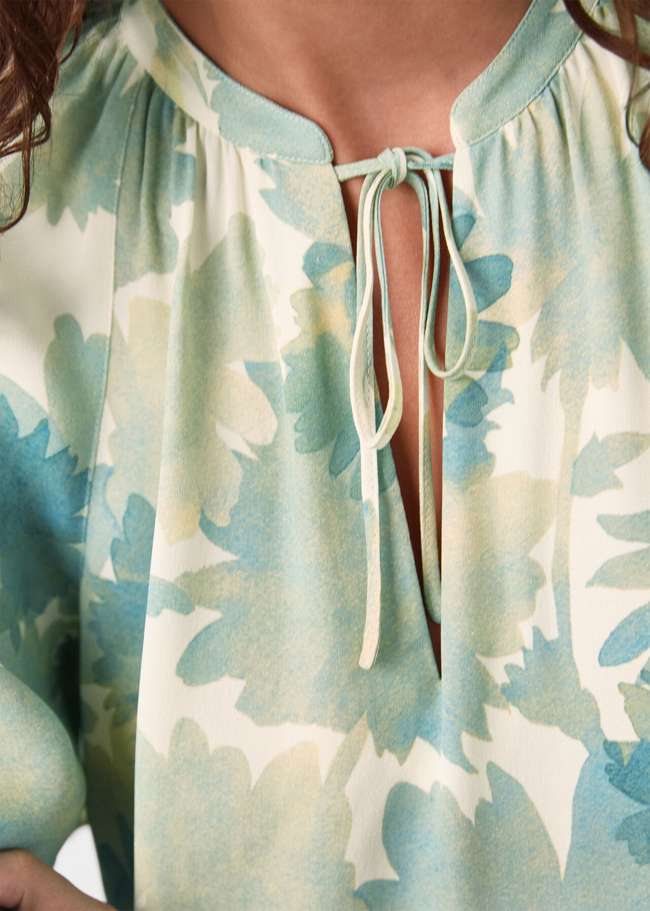 Floral Tie Neck Blouse