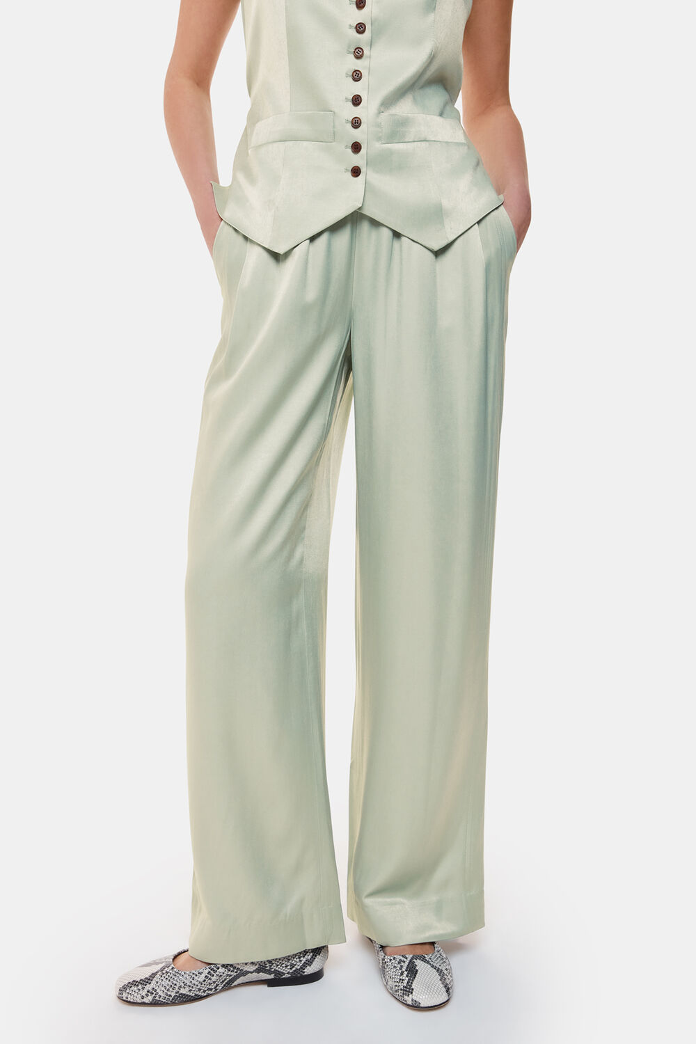 Sage Green Rita Luxe Elasticated Trouser