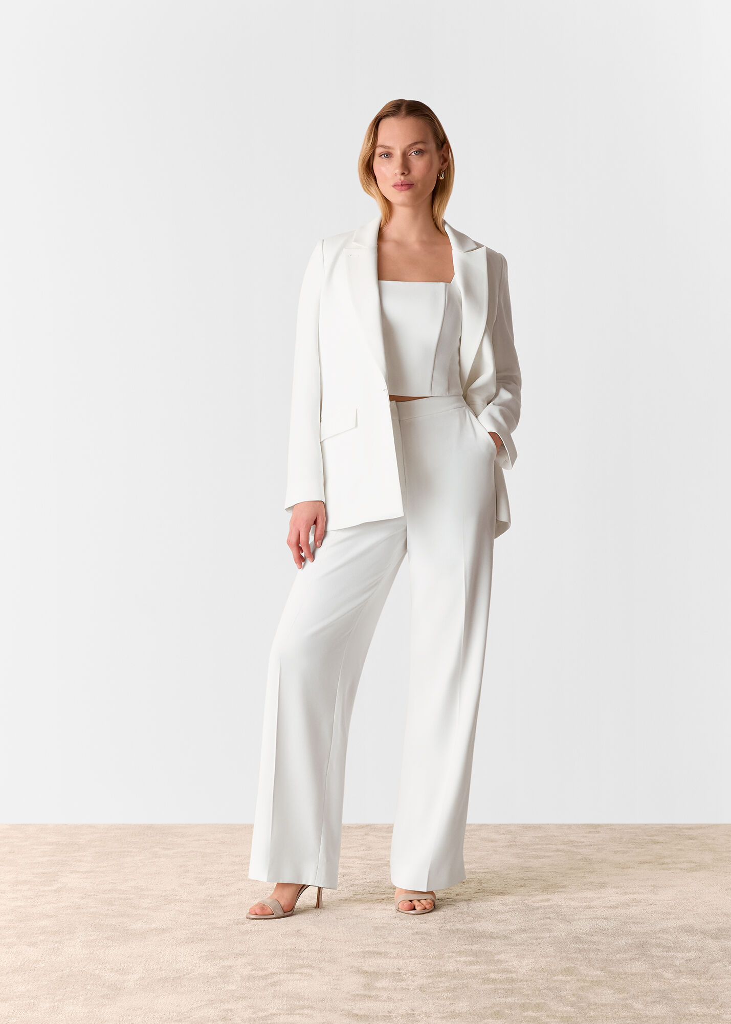 Ivory trouser top suit wedding
