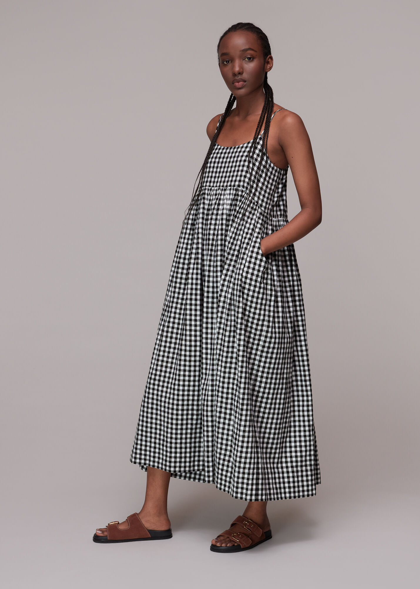 Gingham black dress online