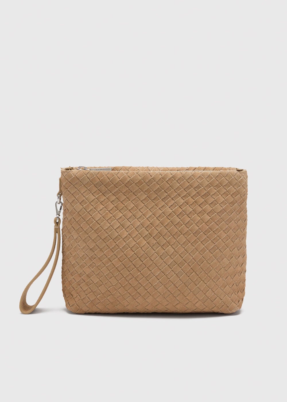 Avah Woven Suede Zip Clutch