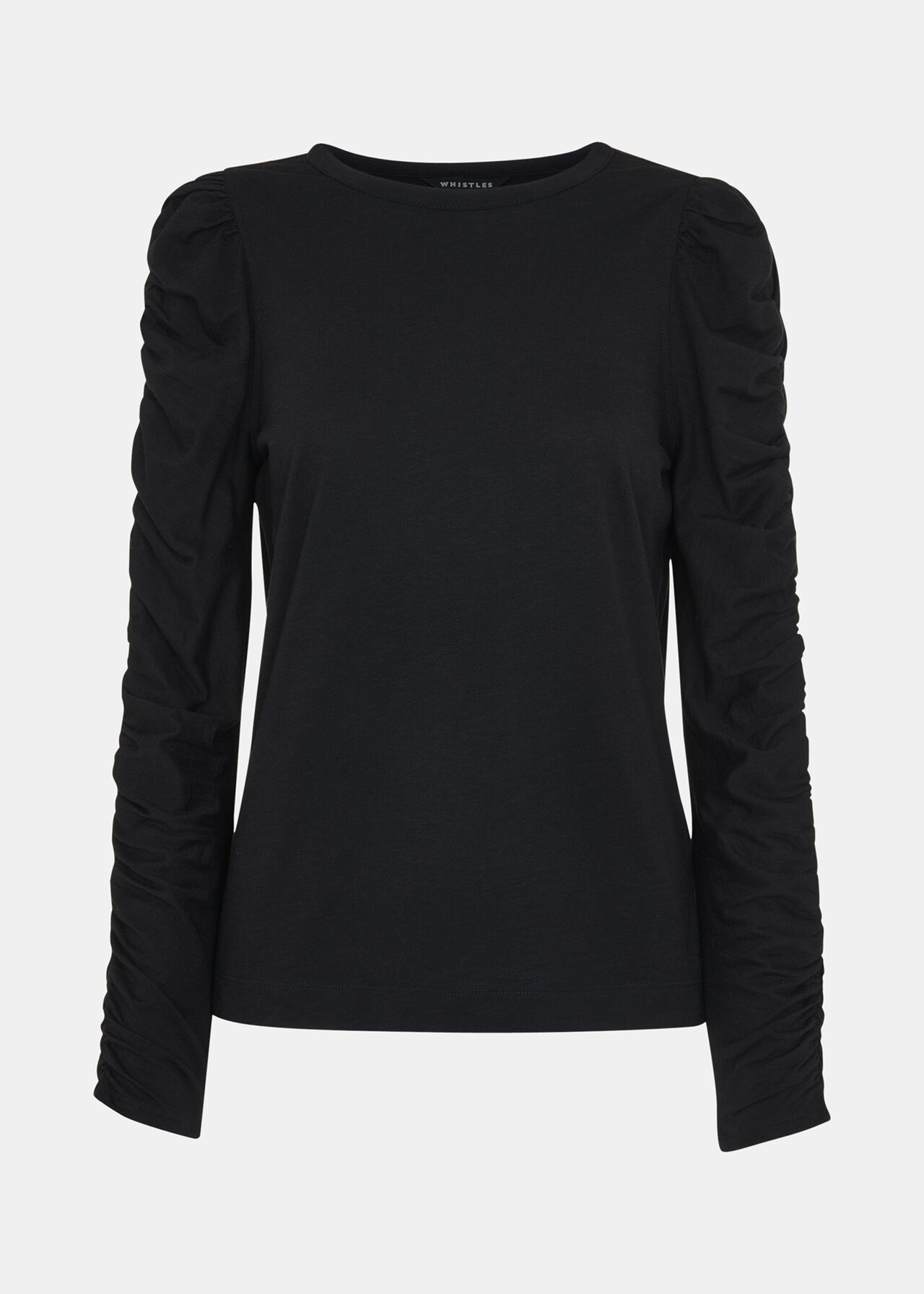 Black Ruched Sleeve Top | WHISTLES