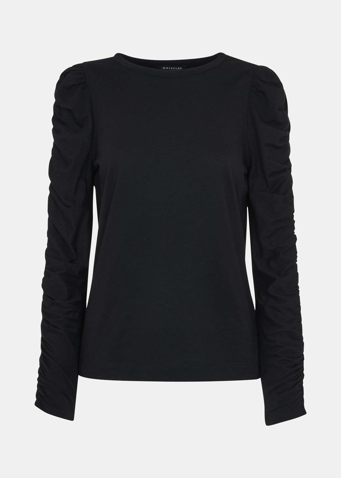 Black Ruched Sleeve Top WHISTLES black-ruched-sleeve-top-whistles