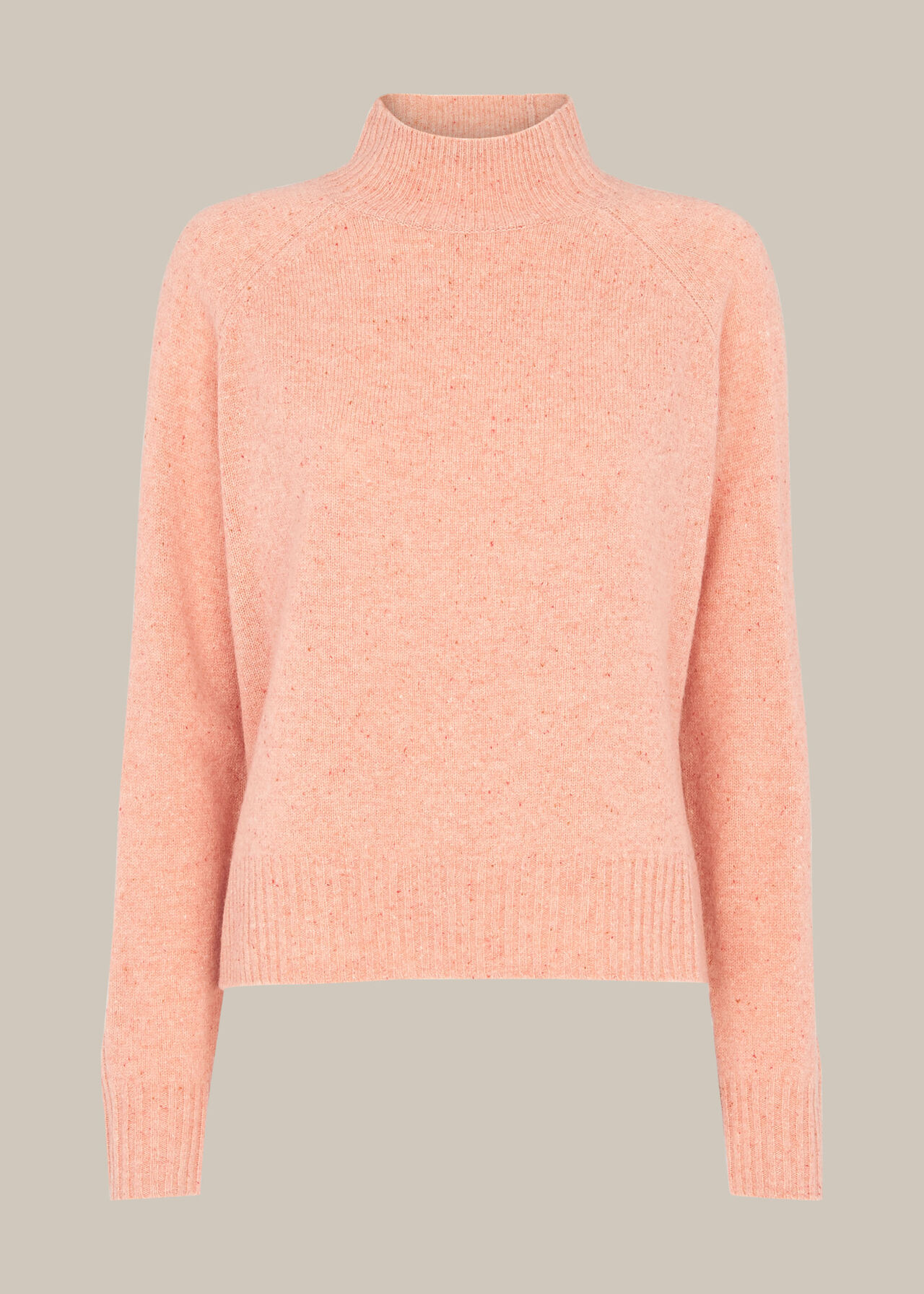 Pale Pink Funnel Neck Flecked Knit | WHISTLES | Whistles UK
