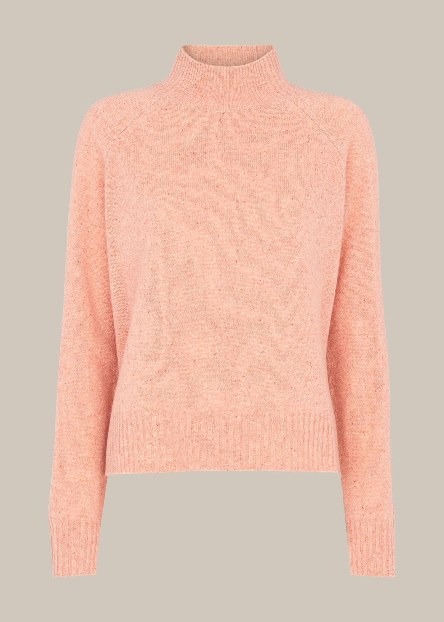 Pale Pink Funnel Neck Flecked Knit | WHISTLES