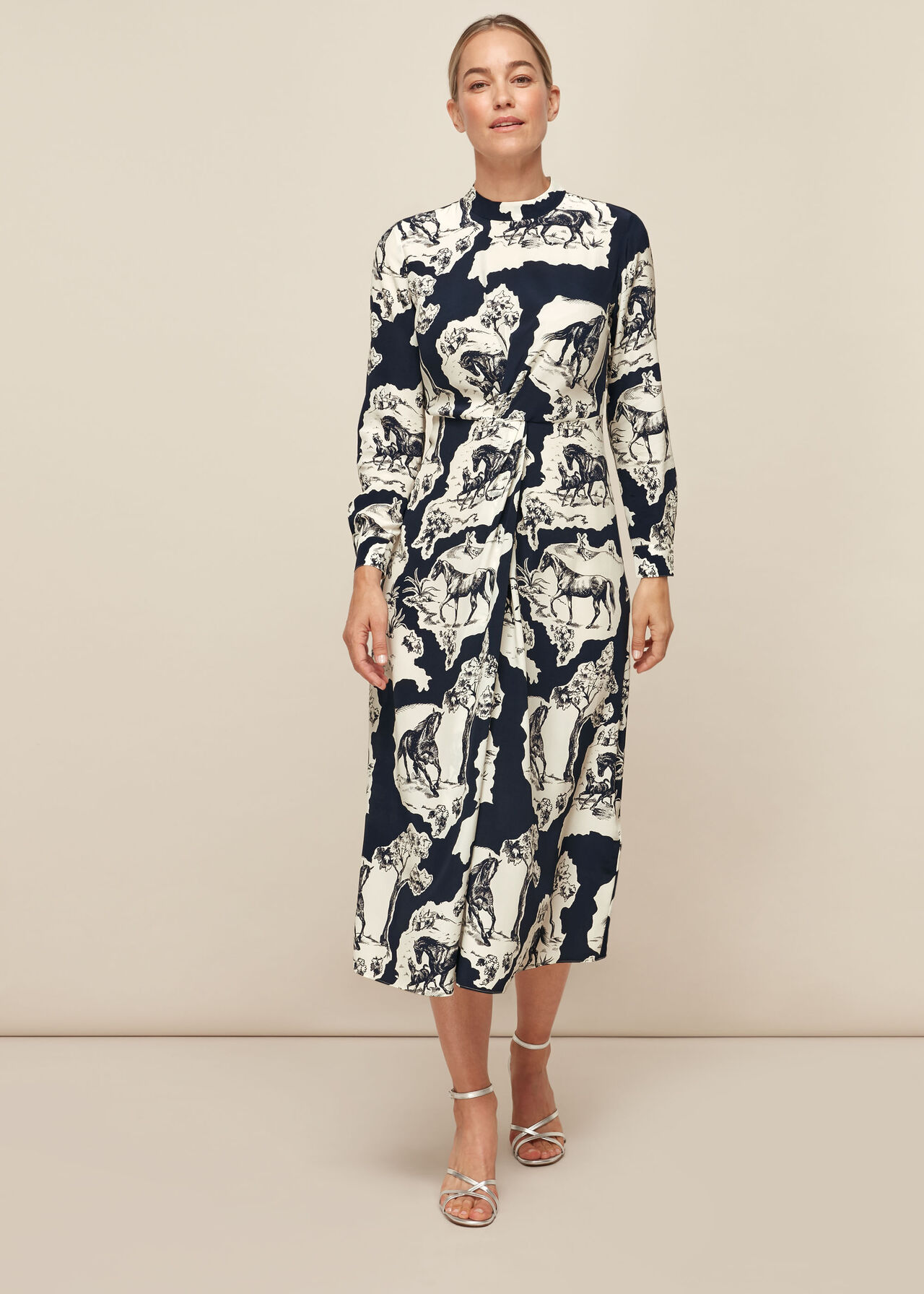 Stallion Print Silk Dress